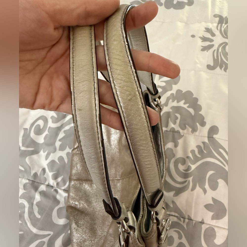COACH Madison Maggie Metallic Gold Suede Leather Hobo Shoulder Bag - Picture 8 of 16